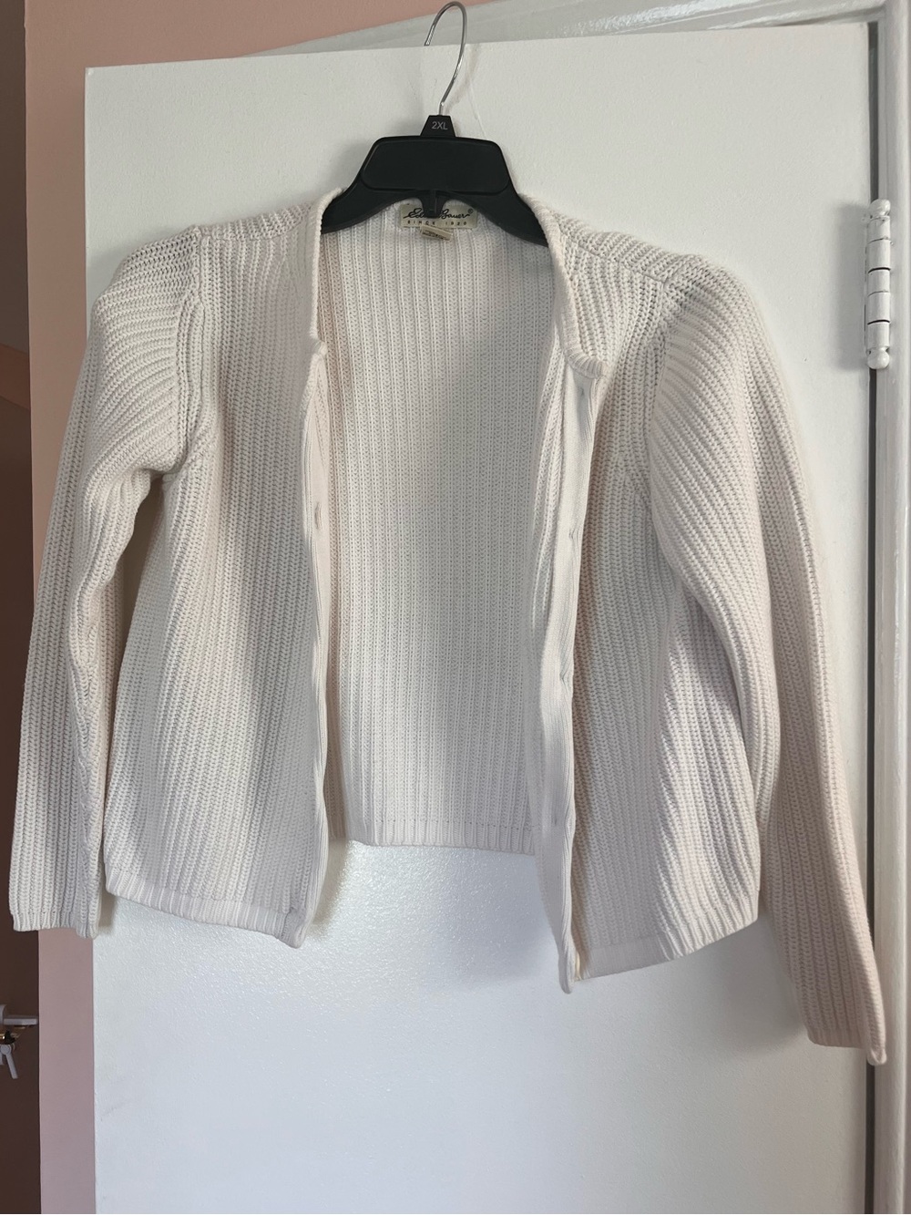Eddie Bauer Cream Open-Front Ribbed Cardigan